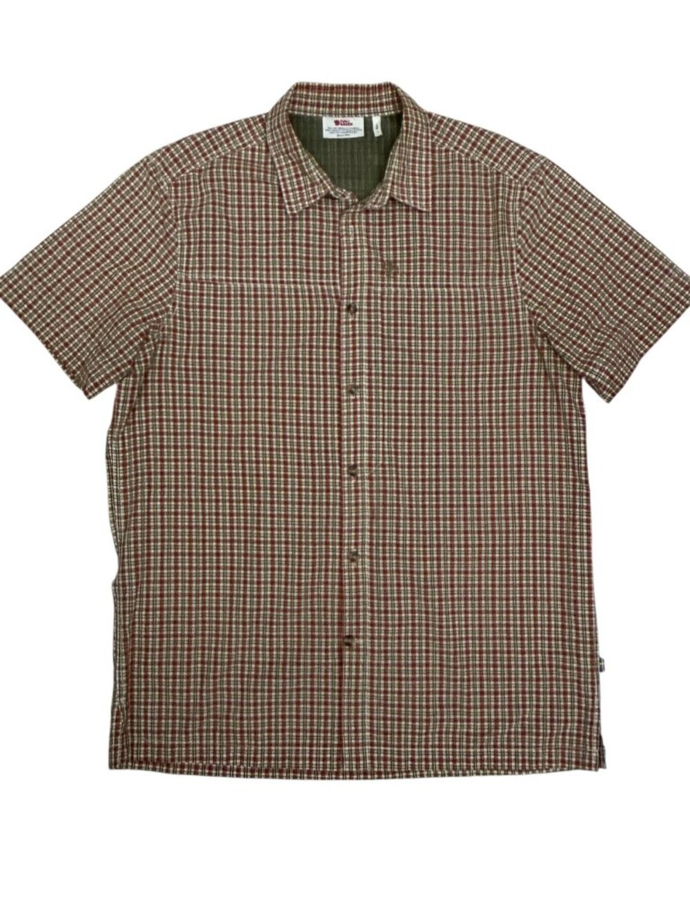 FJALLRAVEN Plaid Shirt Luxury SVANTE SEERSUCKER Short Sleeve Tee Mens Large